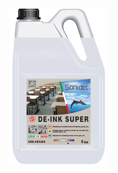 DE-INK SUPER / Detergent solventat curăţă, urmele de lavabilă, pix, cariocă marker, vopsea